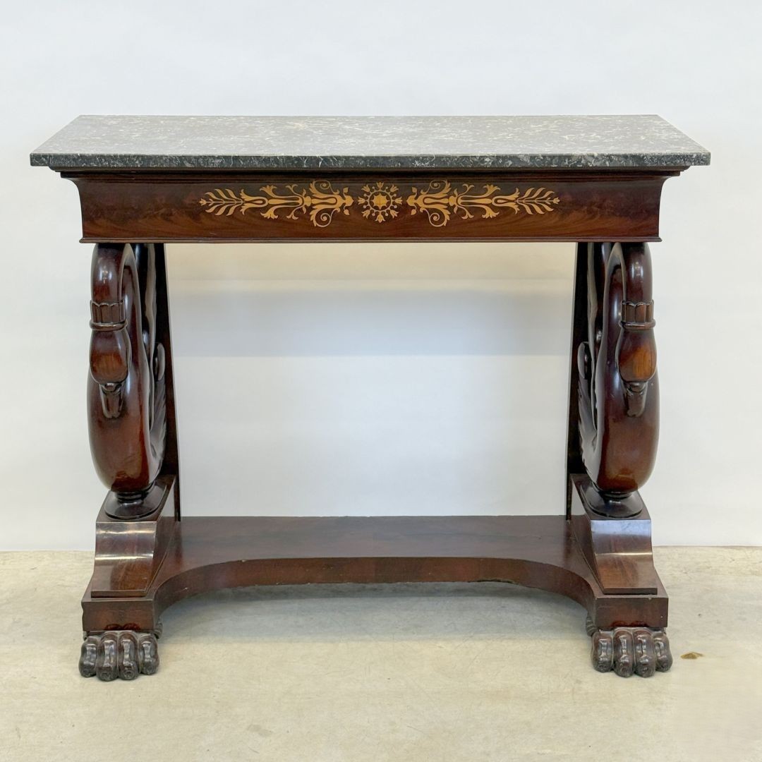 Beautiful Charles X Console In Mahogany, 19th Century.-photo-2