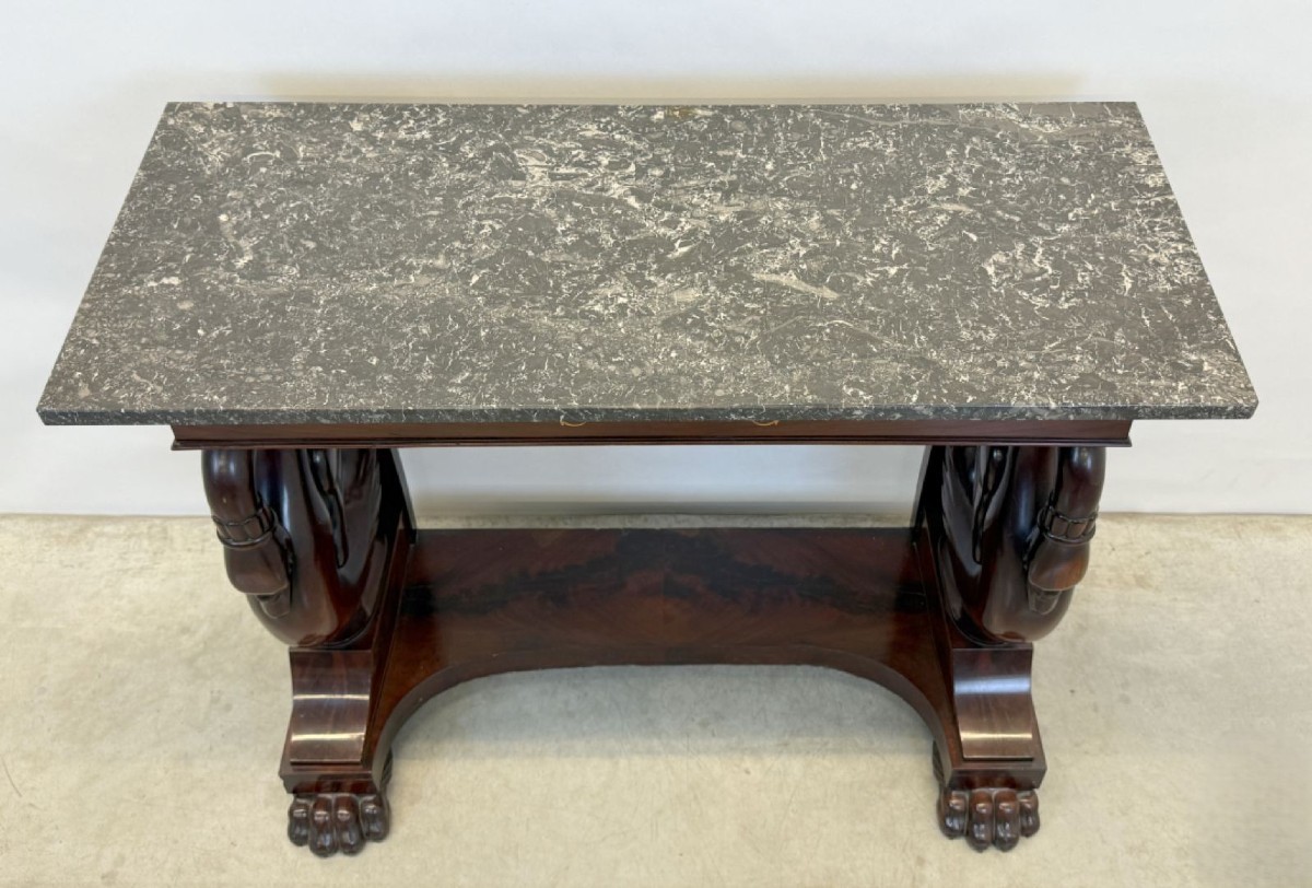 Beautiful Charles X Console In Mahogany, 19th Century.-photo-4