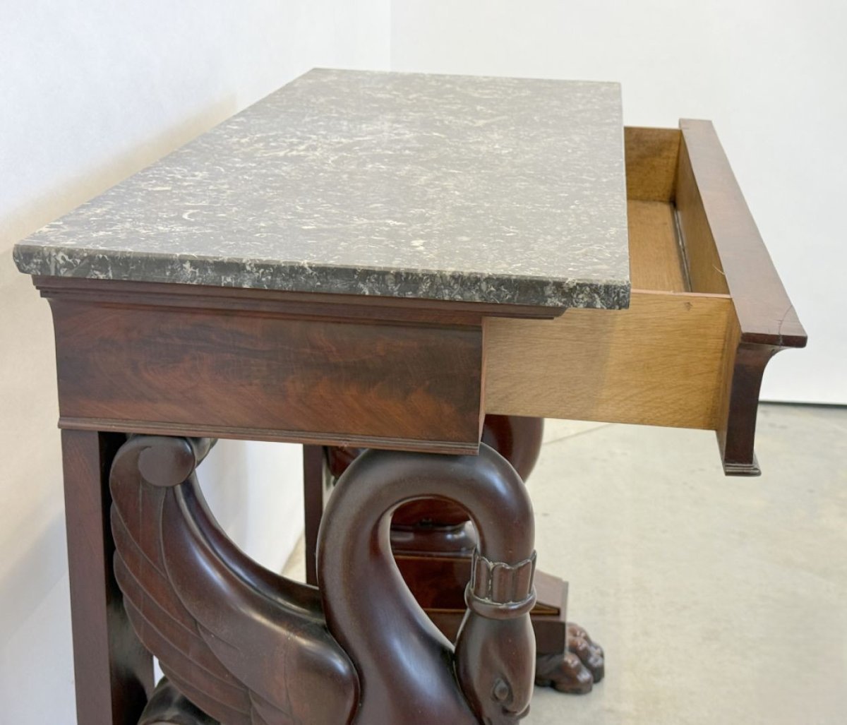 Beautiful Charles X Console In Mahogany, 19th Century.-photo-5