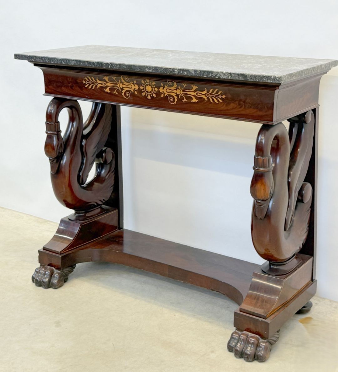 Beautiful Charles X Console In Mahogany, 19th Century.