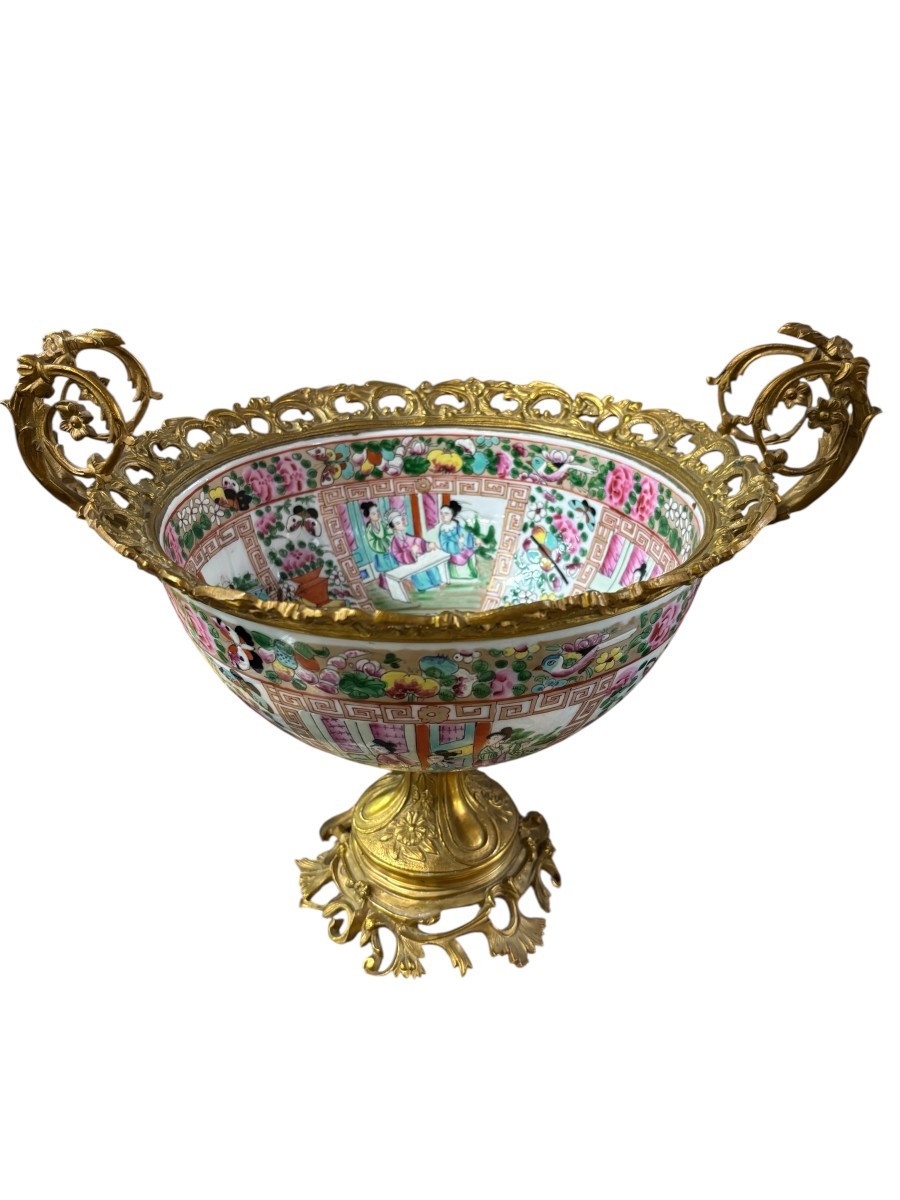 Cantonese Porcelain Cup With Gilt Bronze Trim, 19th Century.-photo-8