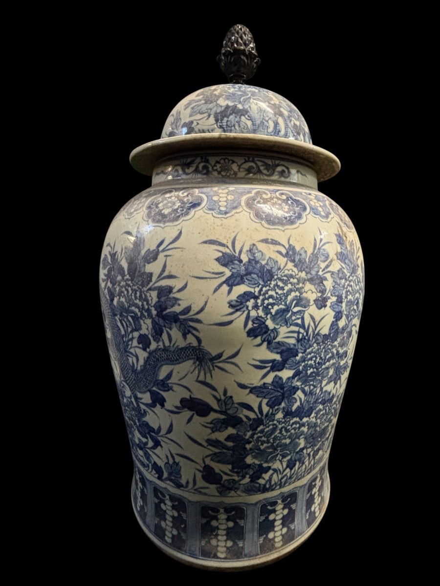 Very Large Chinese Porcelain Potiche, Height: 90 Cm-photo-2