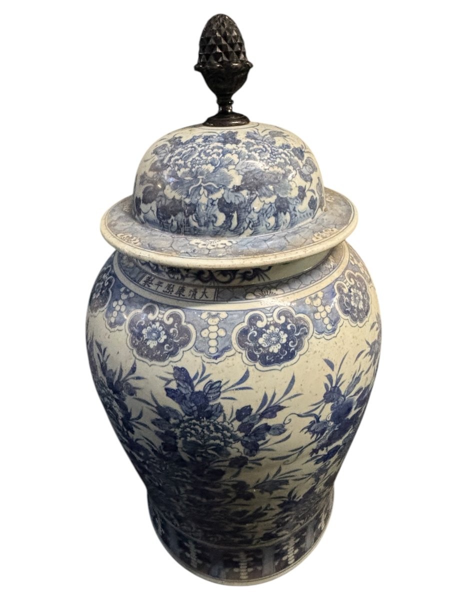 Very Large Chinese Porcelain Potiche, Height: 90 Cm-photo-3