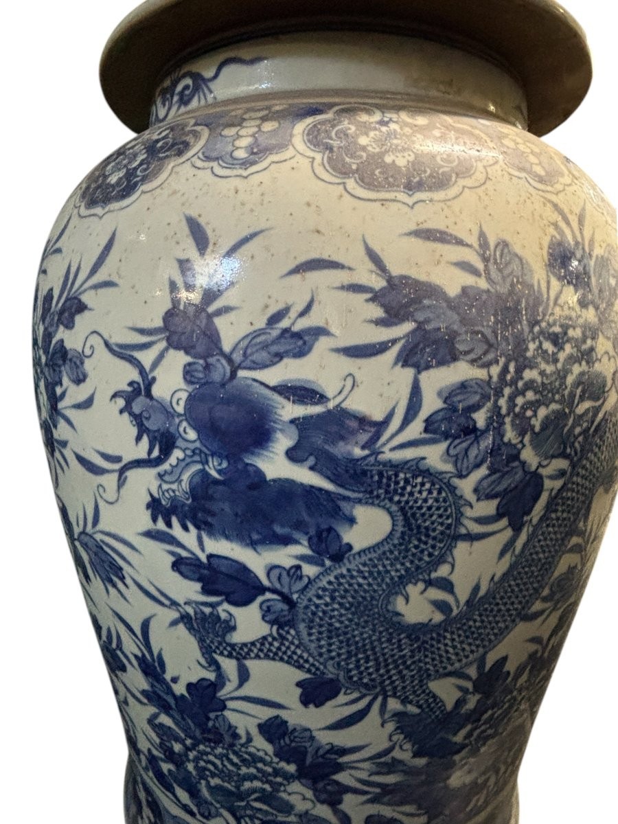 Very Large Chinese Porcelain Potiche, Height: 90 Cm-photo-4