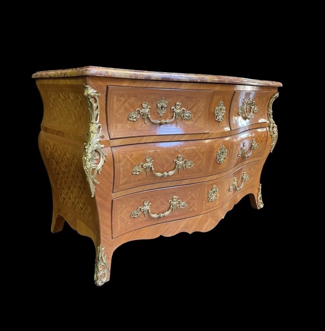 Grande Commode De Style Louis XV , 19ème.-photo-2