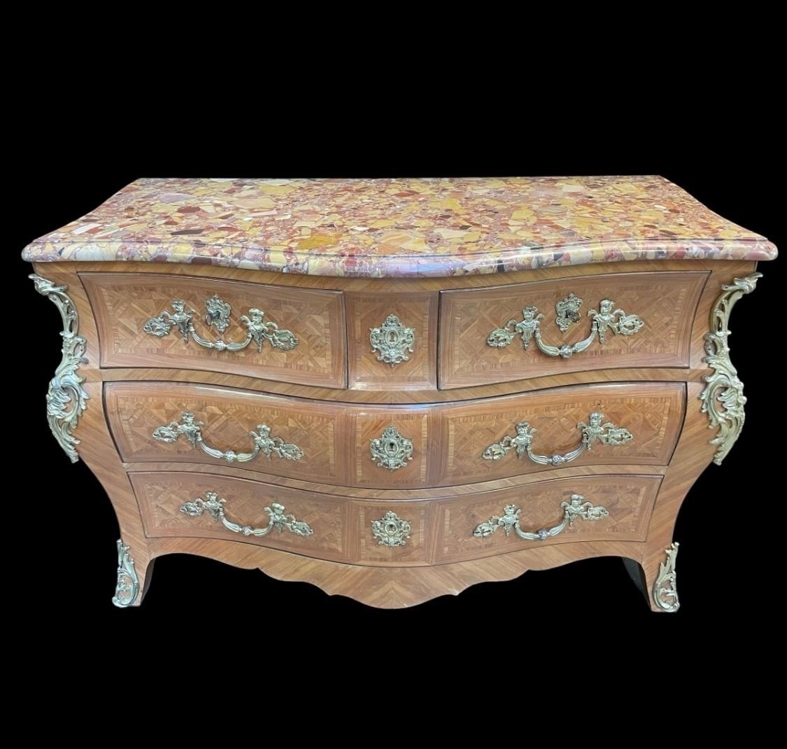 Grande Commode De Style Louis XV , 19ème.-photo-3