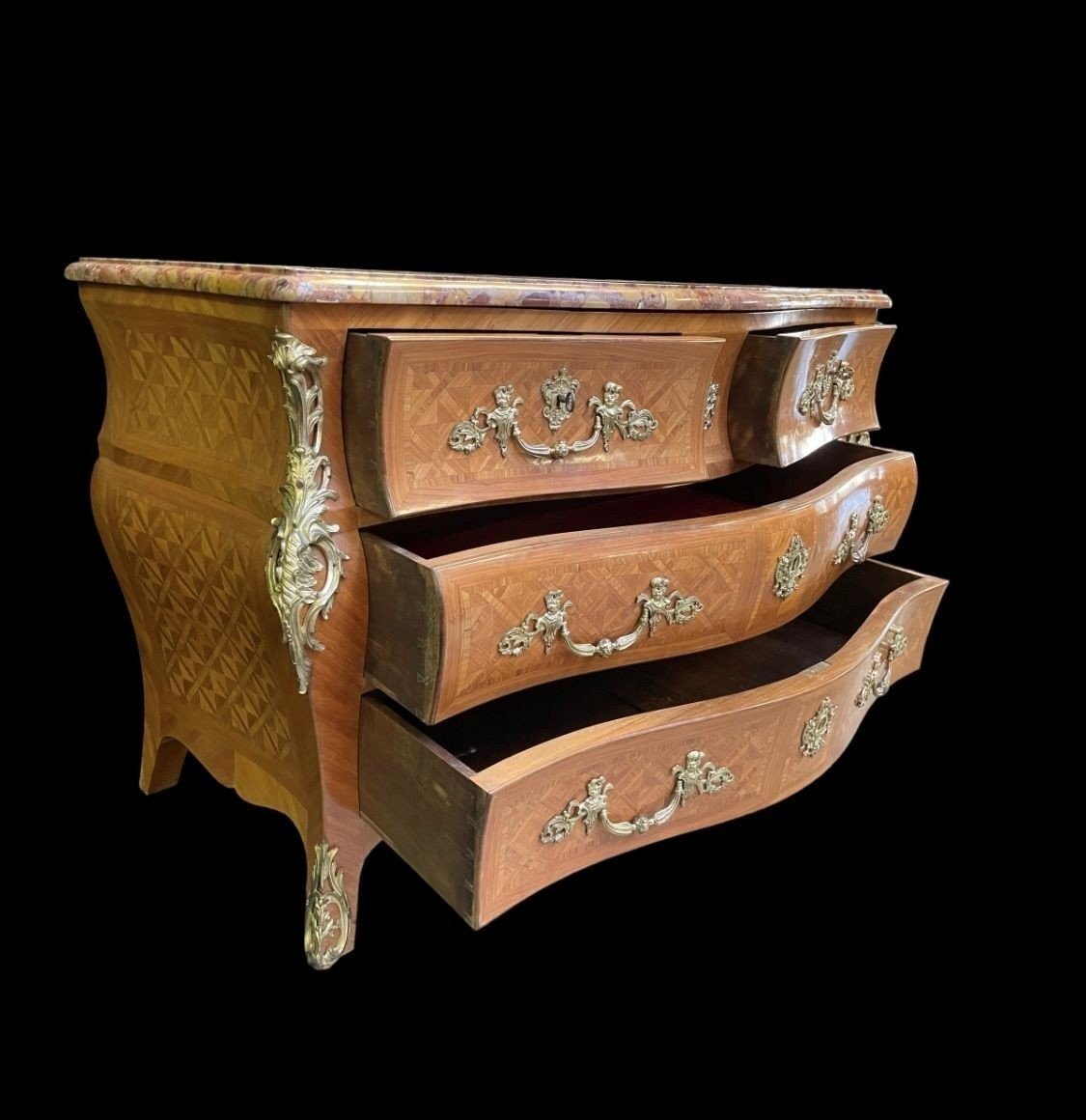 Grande Commode De Style Louis XV , 19ème.-photo-2