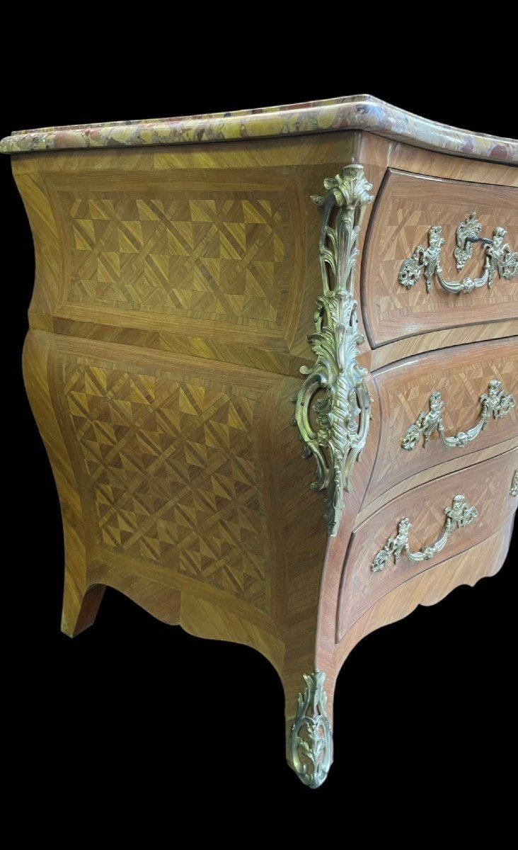 Grande Commode De Style Louis XV , 19ème.-photo-3