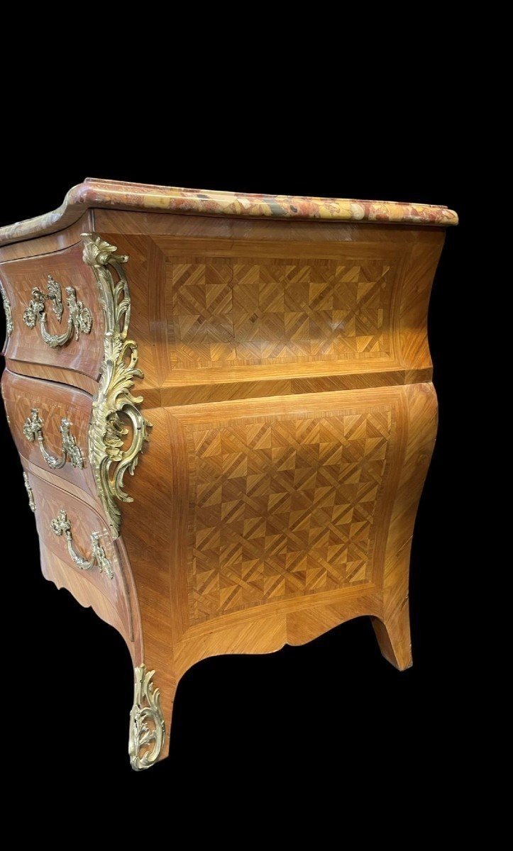 Grande Commode De Style Louis XV , 19ème.-photo-4