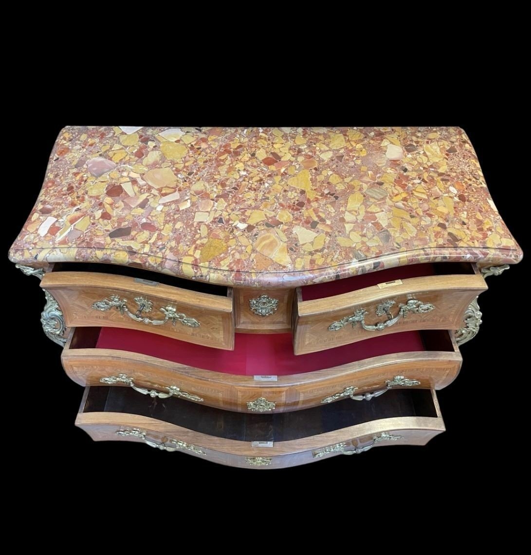 Grande Commode De Style Louis XV , 19ème.-photo-6