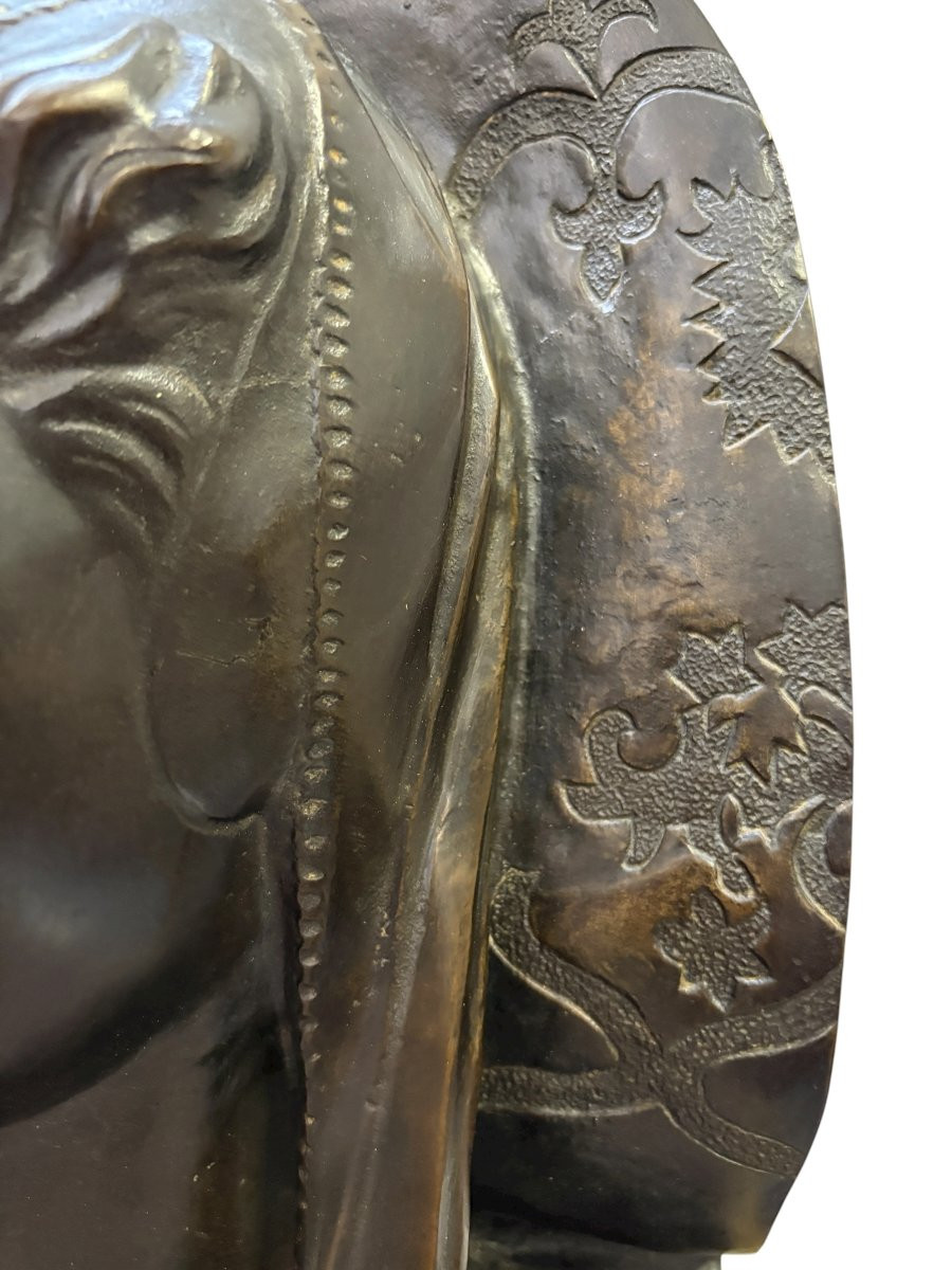 Bas-relief  " noble dame " en bronze d'après Donatello, 1880-1900-photo-6