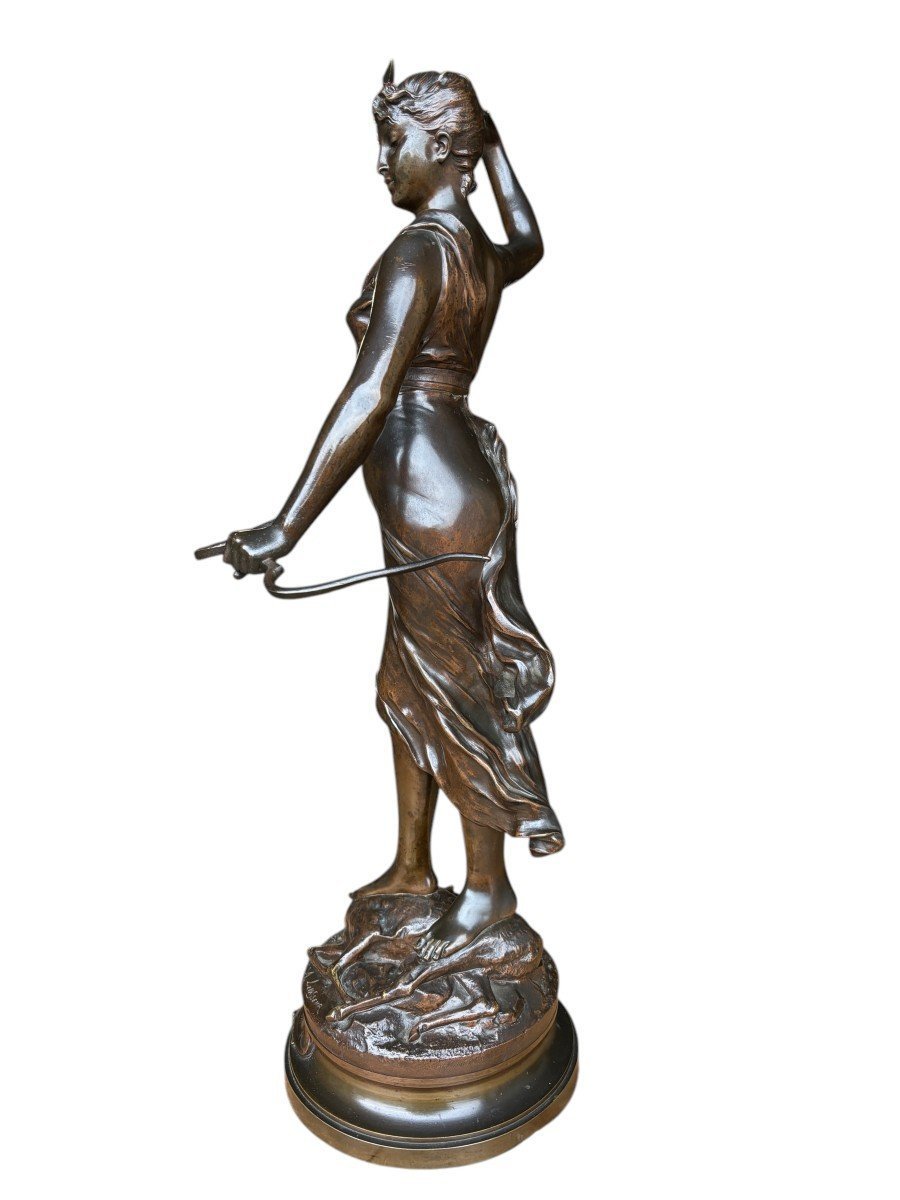 Grande Sculpture « Diane Chasseresse » En Bronze 19ème. ( 73 Cm )-photo-1