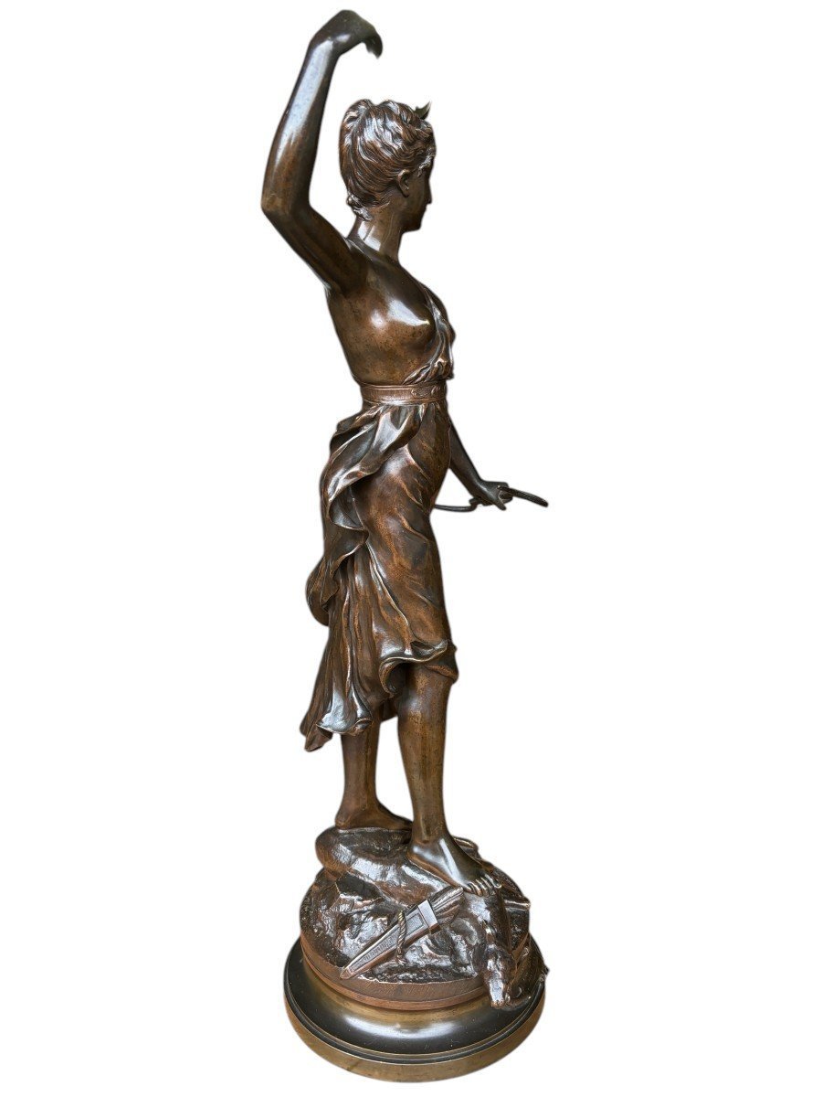 Grande Sculpture « Diane Chasseresse » En Bronze 19ème. ( 73 Cm )-photo-6