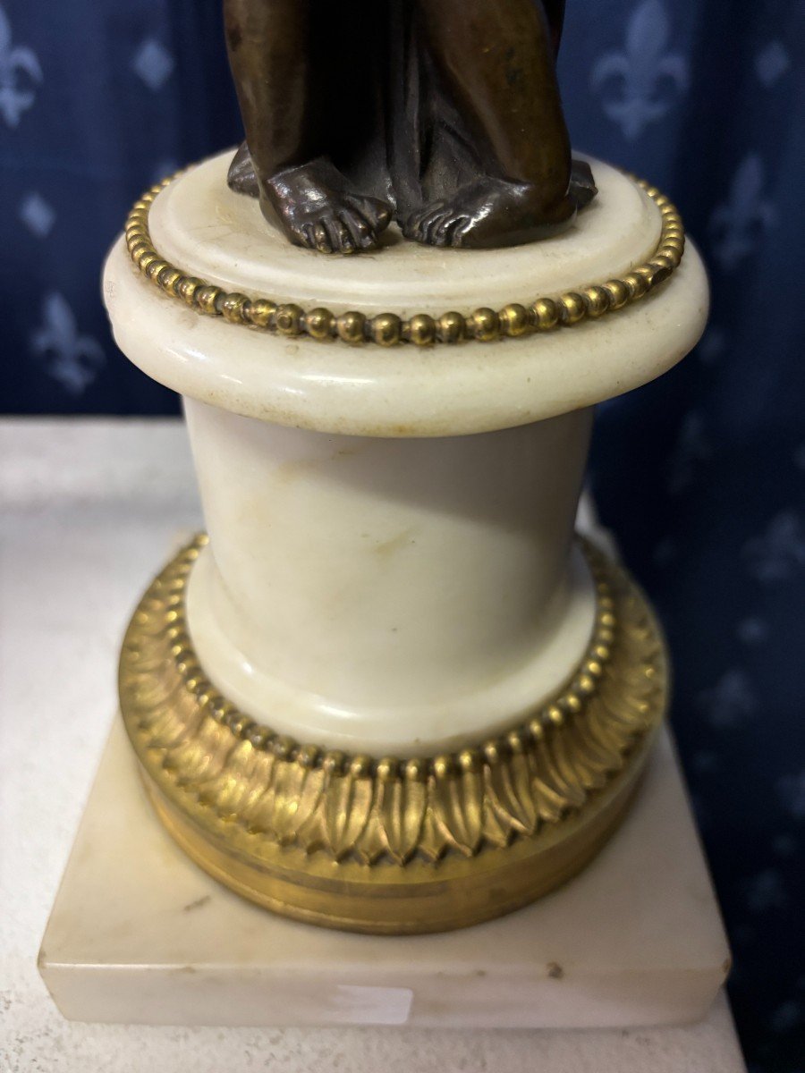 Pair Of Napoleon III Bronze Candelabras "2 Angels" (61 Cm).-photo-4
