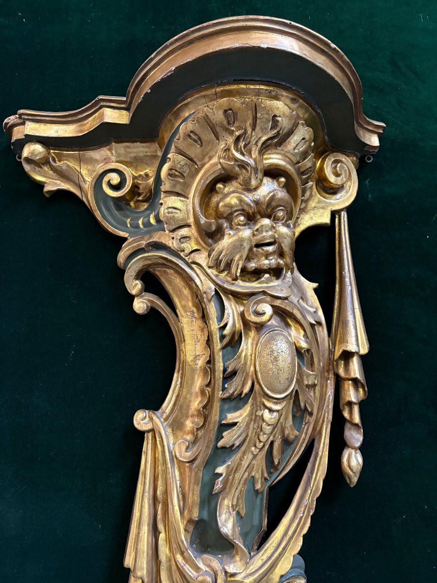 Paire d'élégantes consoles murales italiennes du XVIIIe siècle.-photo-3