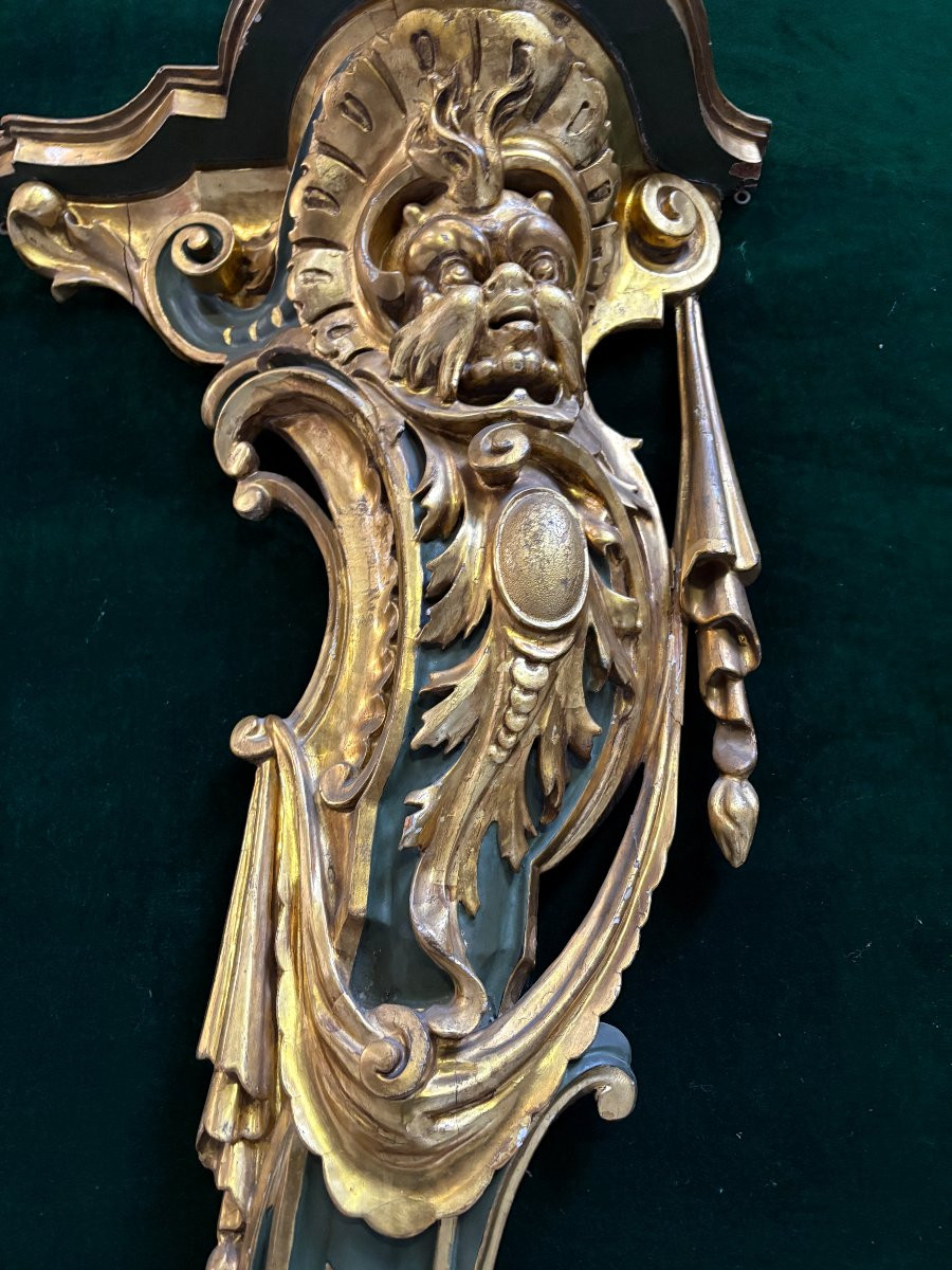 Paire d'élégantes consoles murales italiennes du XVIIIe siècle.-photo-4