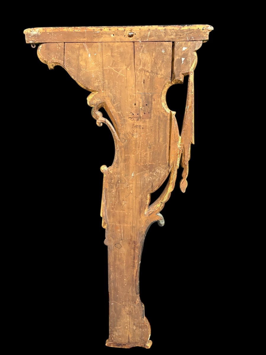 Paire d'élégantes consoles murales italiennes du XVIIIe siècle.-photo-8