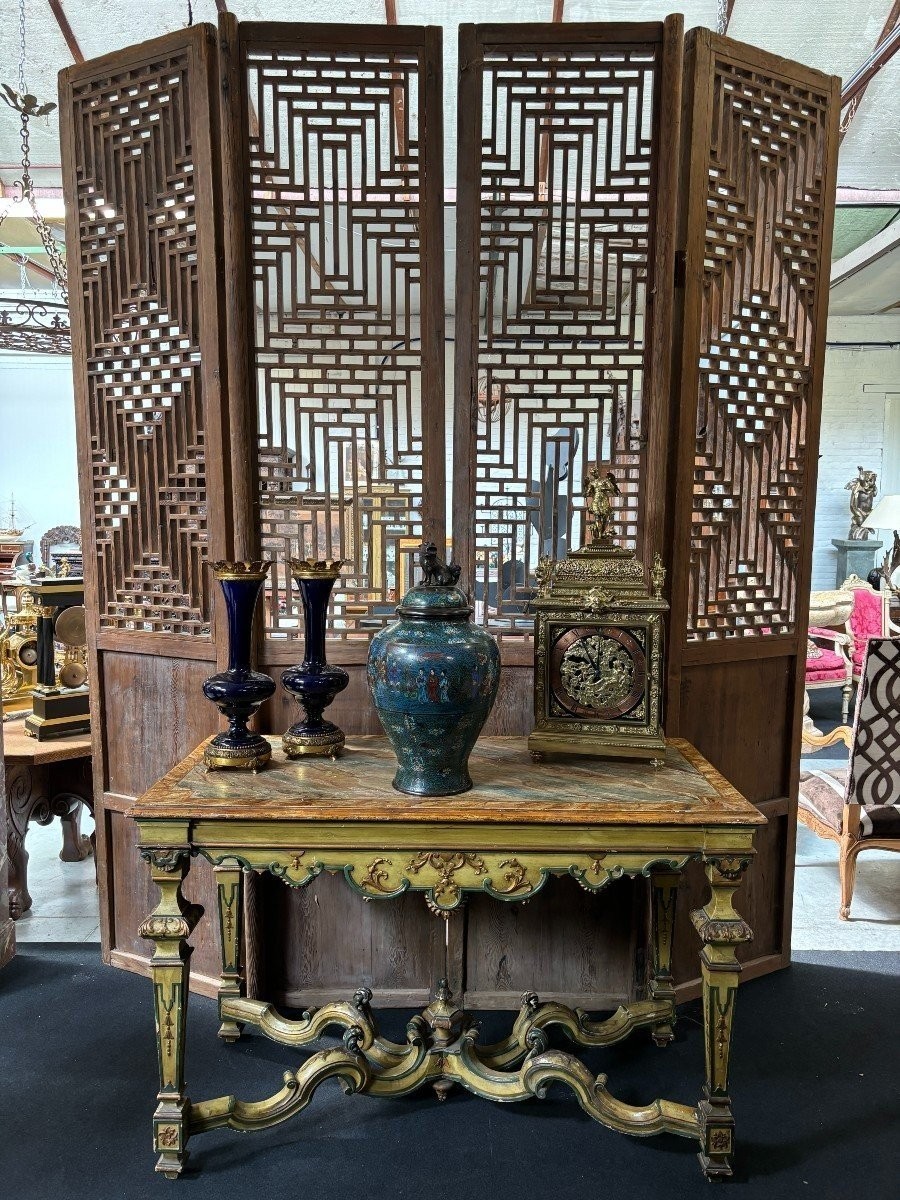 Large 19th Century Decorative 4-piece Solid Wood Door.-photo-8