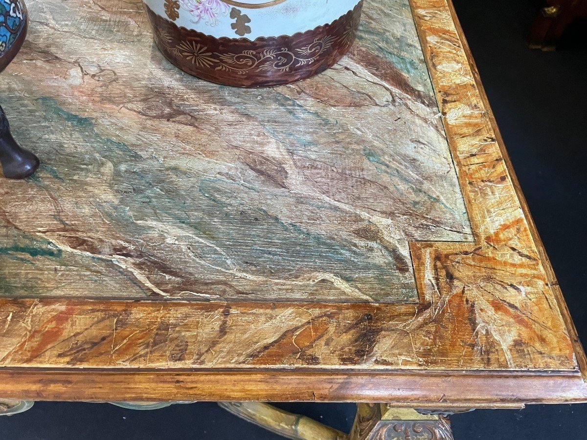 Milieu De Table En Bois Peint De Style Régence Fin 19ème.-photo-7