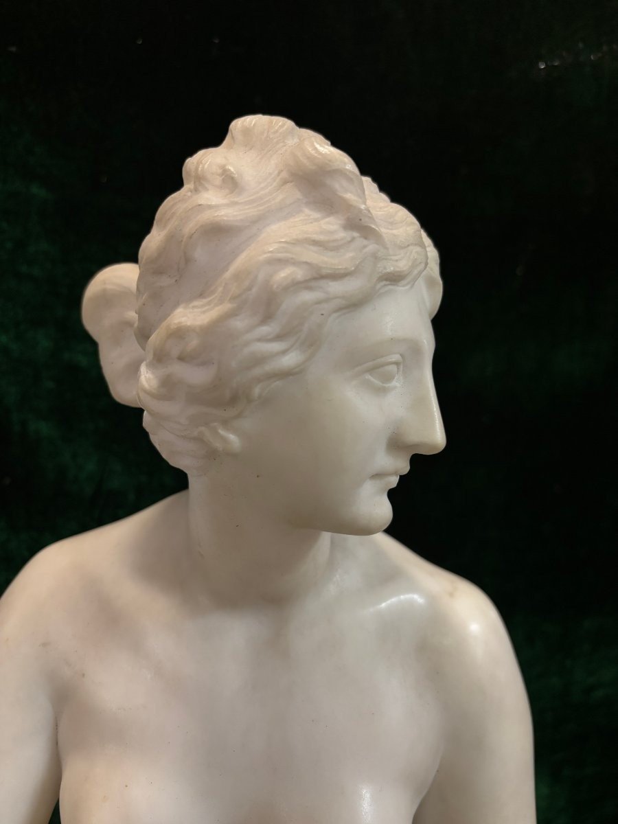 Jolie sculpture " Vénus " en albâtre 19ème. ( 79 cm )-photo-2