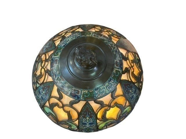 Lampadaire " Style Tiffany " En Gloisonné Au Début Du 20ème Siècle.-photo-2