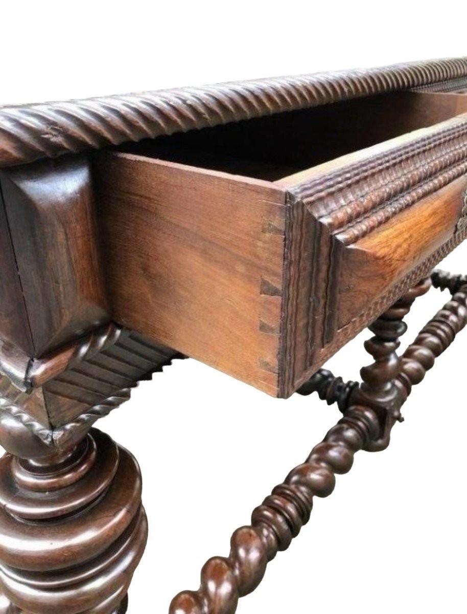 Grande Table Centrale Portugaise à 6 Pieds Début 18ème.-photo-4
