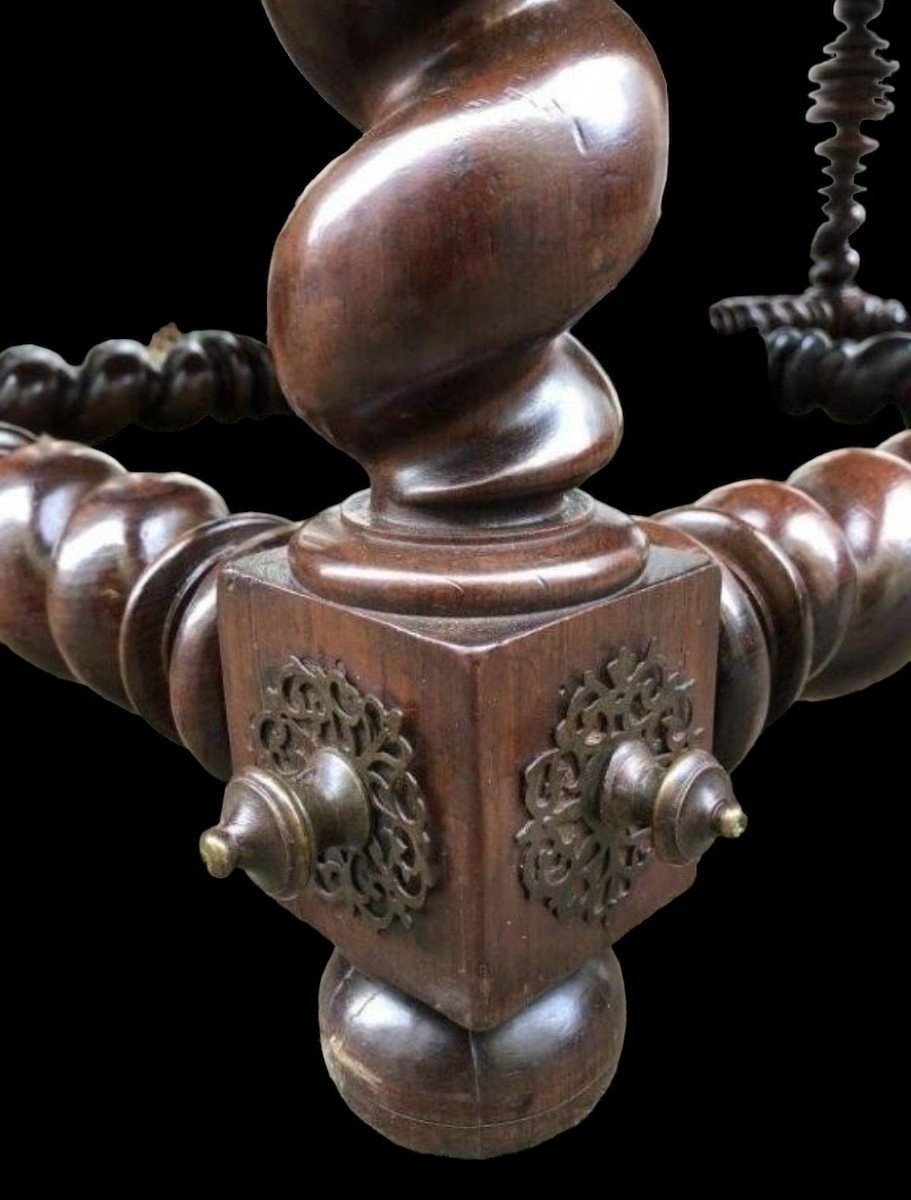 Grande Table Centrale Portugaise à 6 Pieds Début 18ème.-photo-6