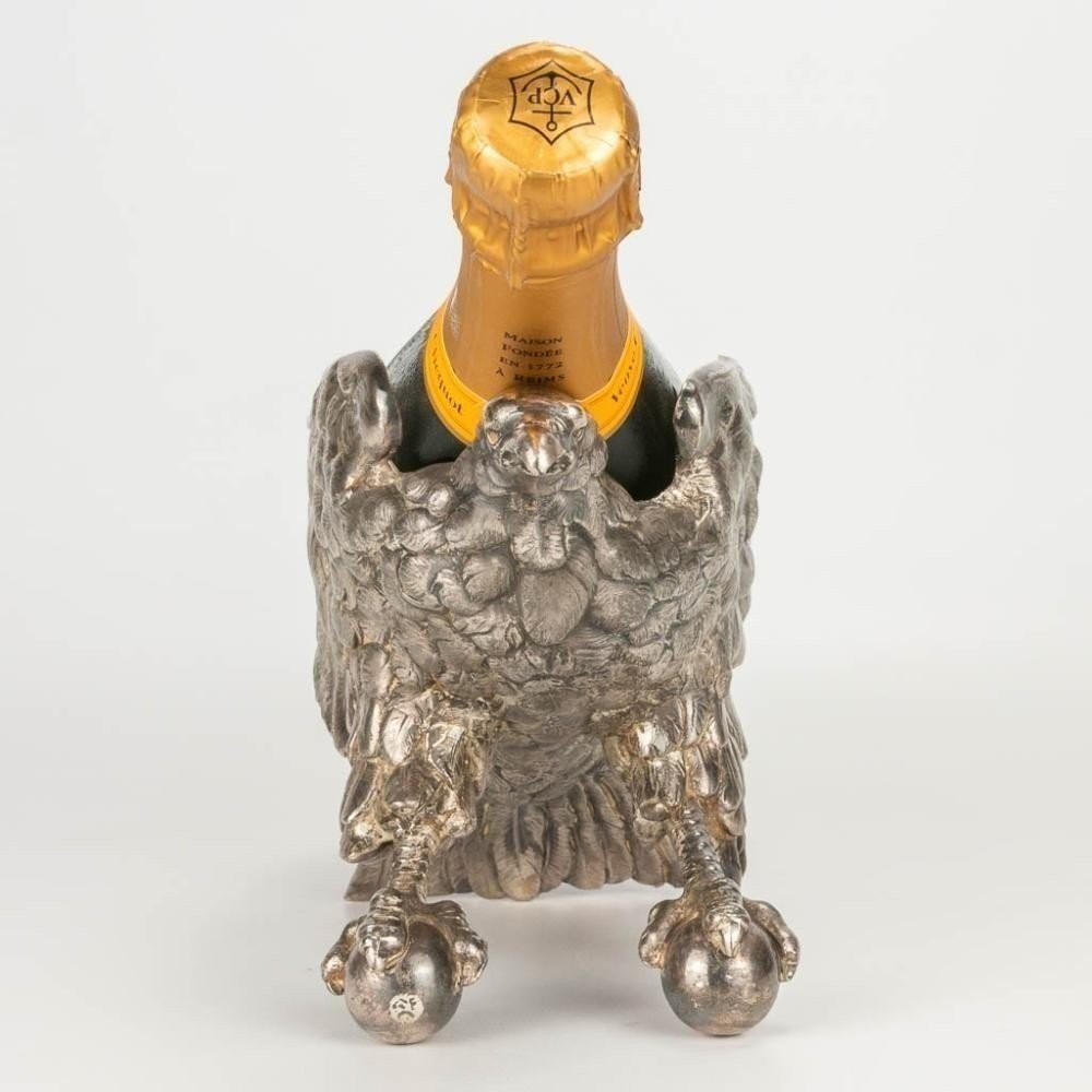Rare 19th Century Silvered Bronze "eagle" Bottle Holder.-photo-3