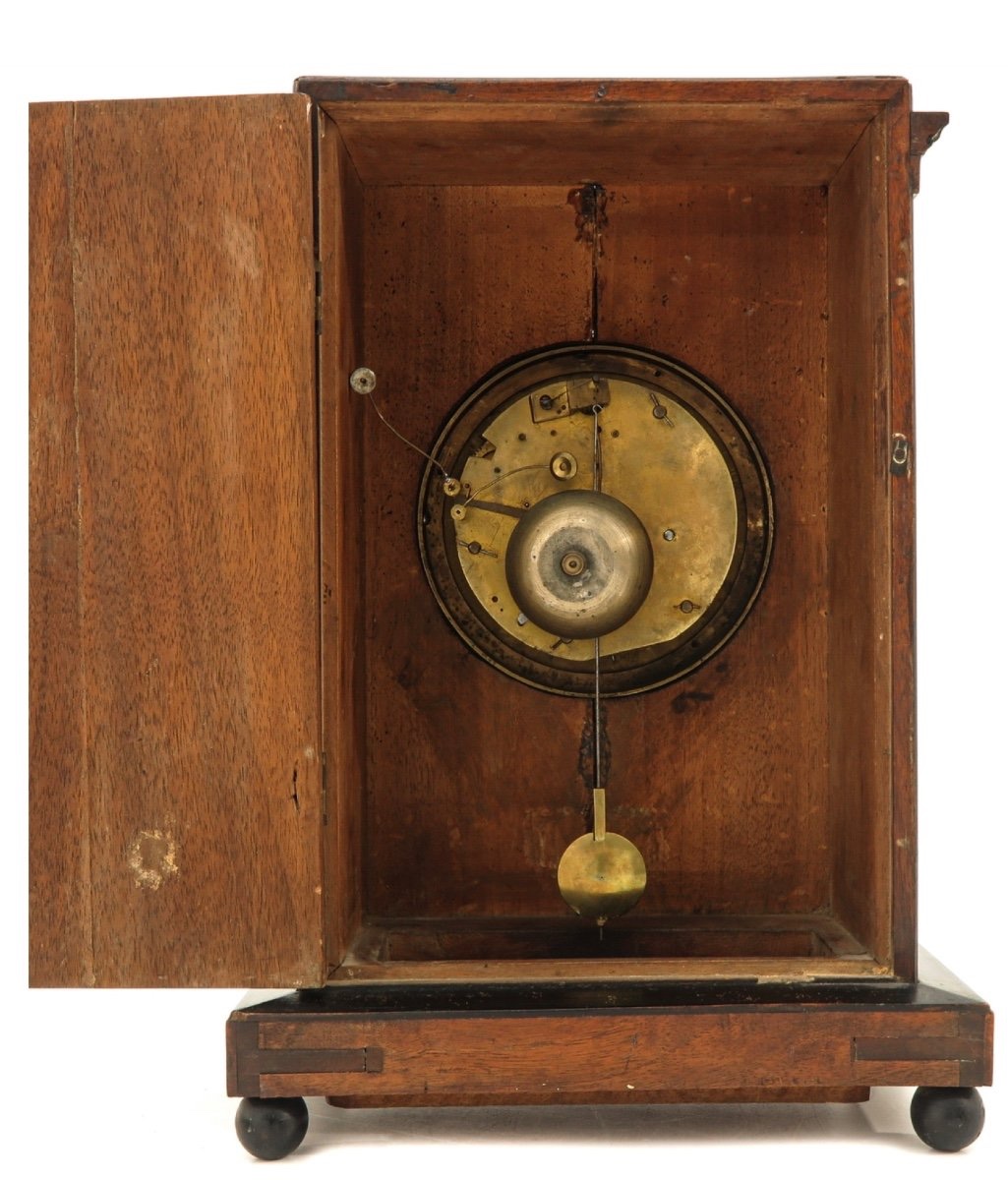 Horloge en acajou sonnée de deux cloches -photo-7