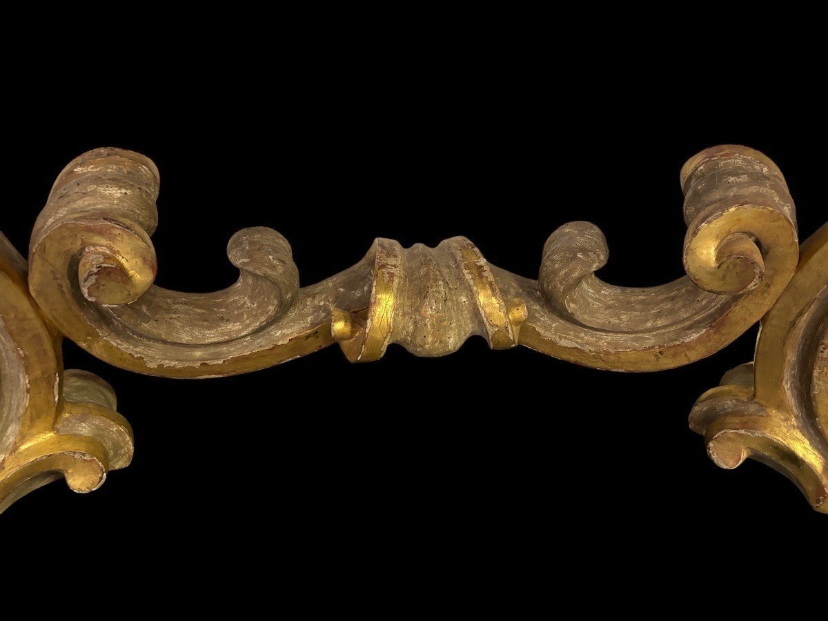 Pair Of Large Gilded Wood Console Tables, Italy 18th Century.-photo-4