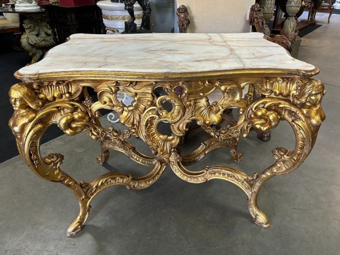 Giltwood Center Table, Louis XV Style, 19th Century.-photo-3