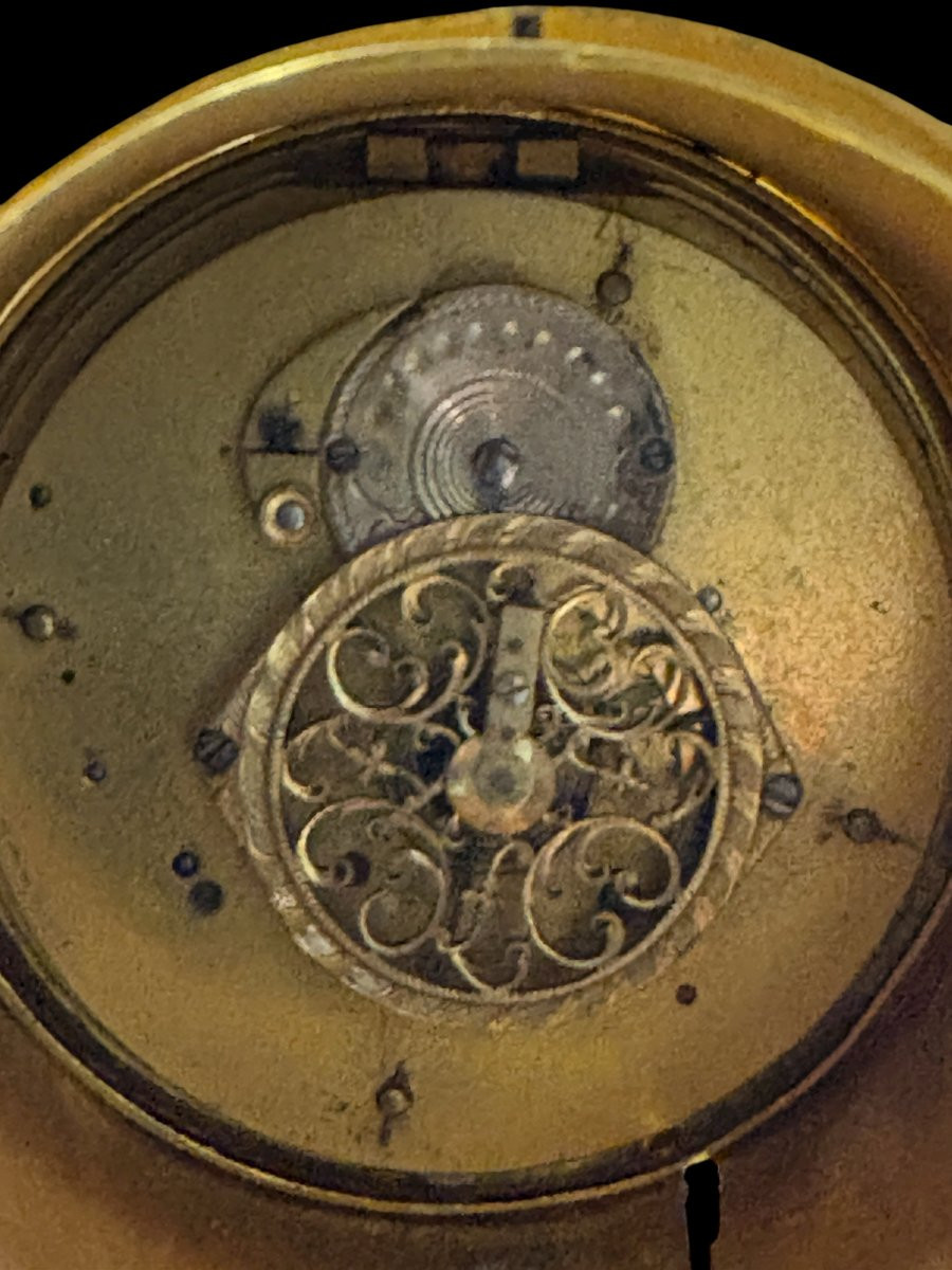 Miniature "cupid" Clock In Gilt Bronze, 19th Century-photo-6