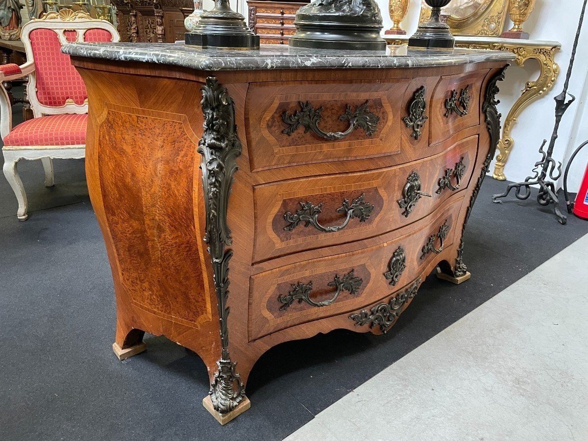 Grande Commode Galbée De Style Louis XV 1900-photo-2
