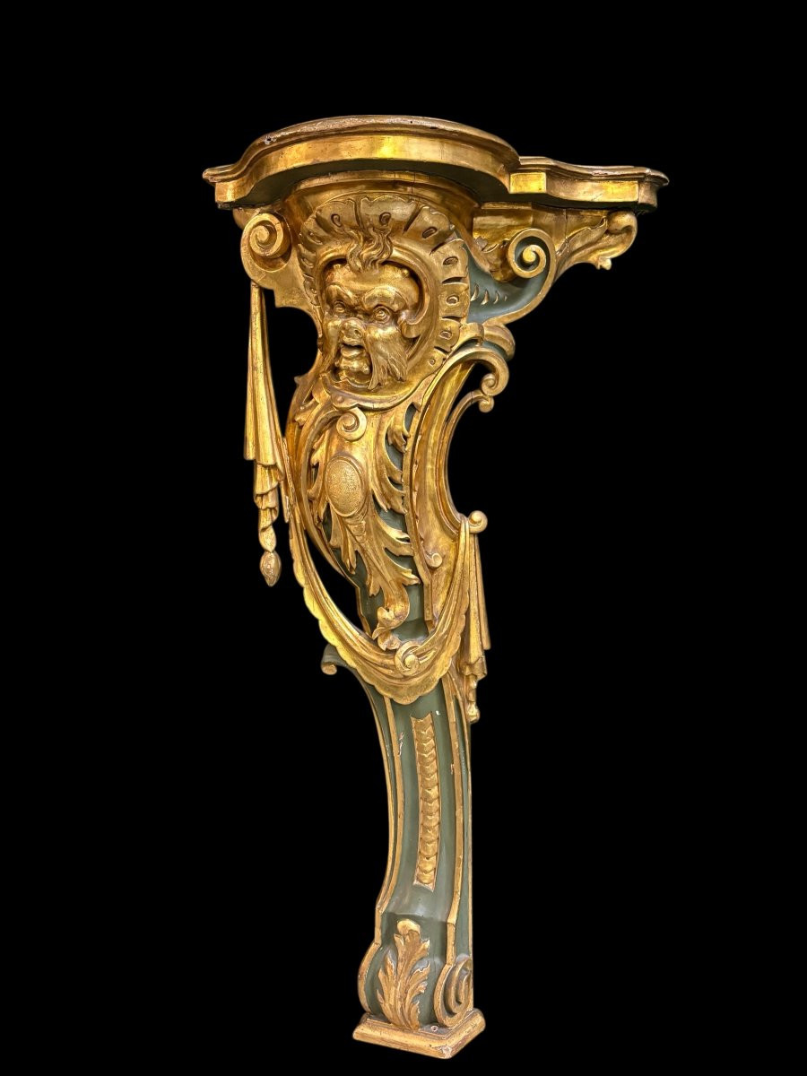 Paire d'élégantes consoles murales italiennes du XVIIIe siècle.-photo-1