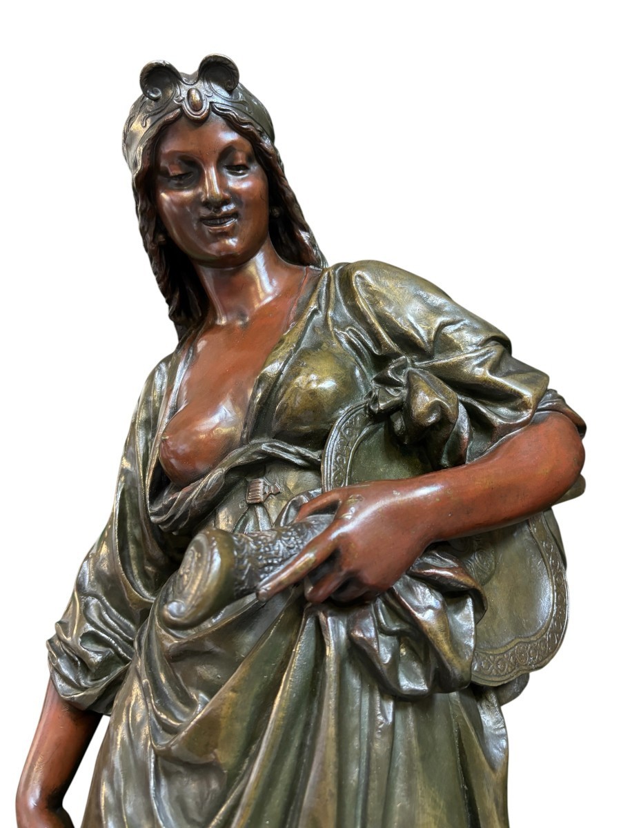 Très grande sculpture en bronze « Salomé » H. Dumaige XIXe siècle (97 cm).-photo-2