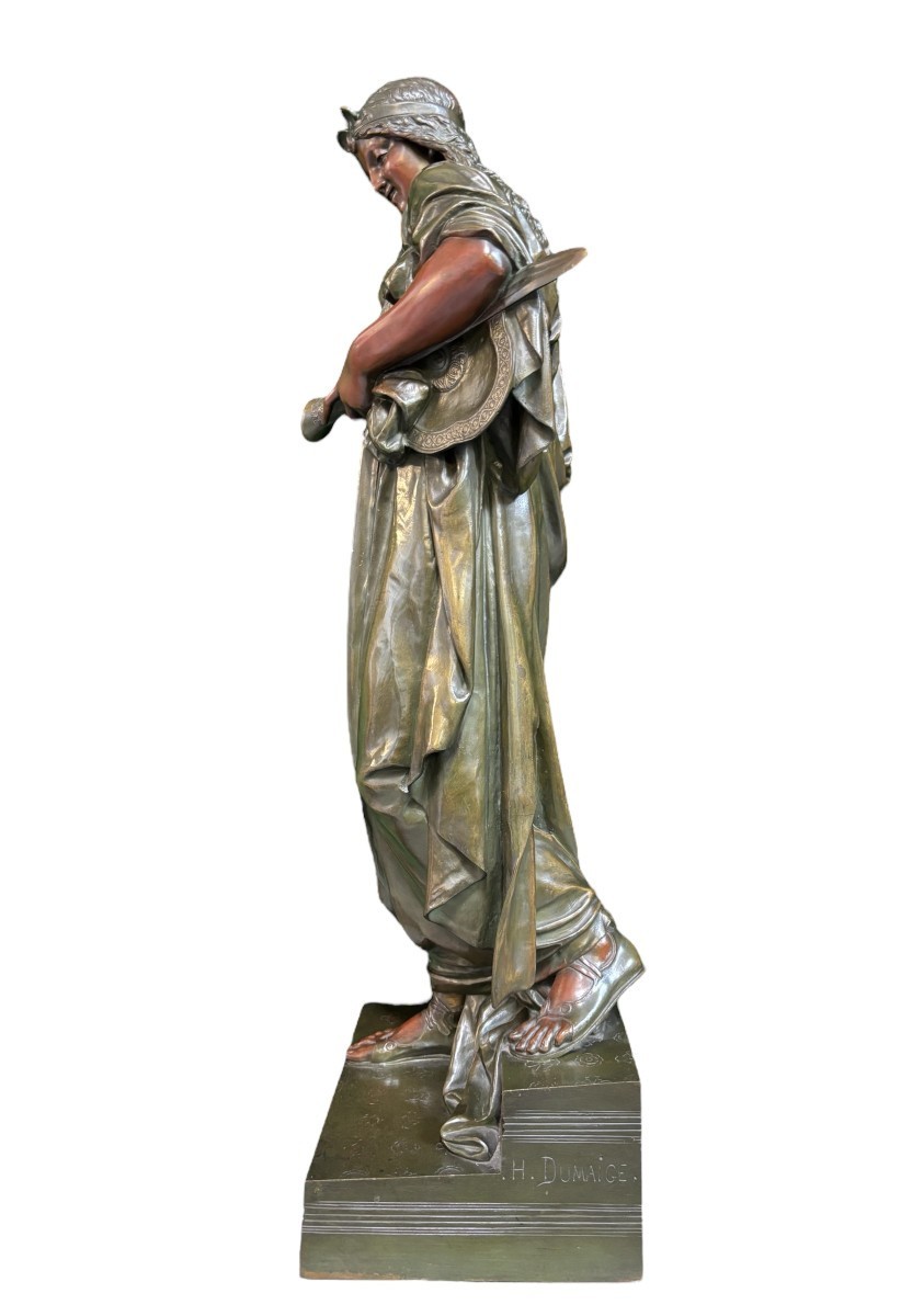 Très grande sculpture en bronze « Salomé » H. Dumaige XIXe siècle (97 cm).-photo-4