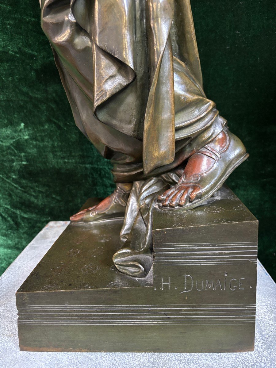 Très grande sculpture en bronze « Salomé » H. Dumaige XIXe siècle (97 cm).-photo-8