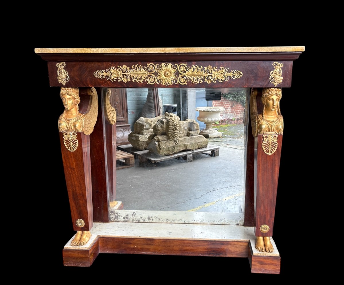 Elegant Empire Style Mahogany Console Table, 19th Century.-photo-2