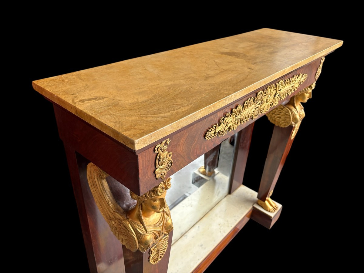 Elegant Empire Style Mahogany Console Table, 19th Century.-photo-6