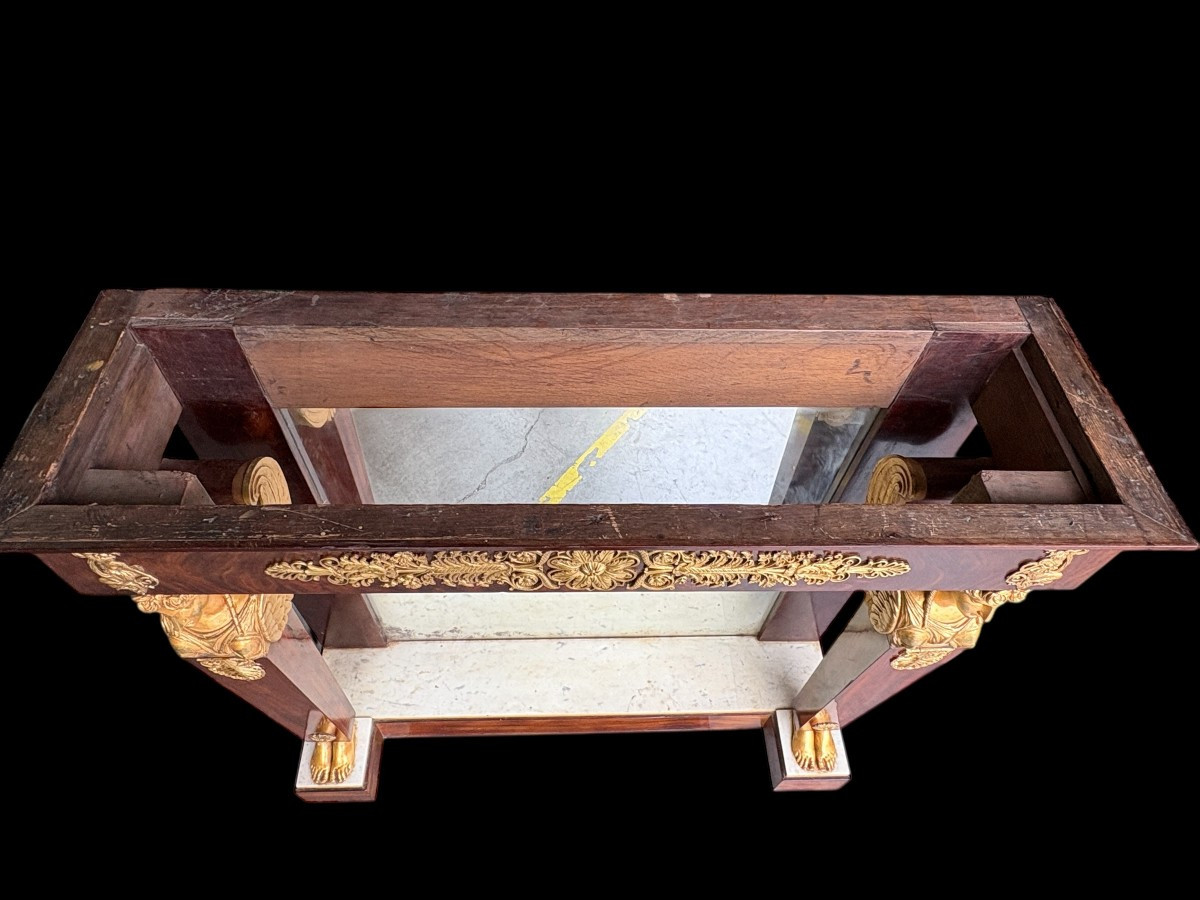 Elegant Empire Style Mahogany Console Table, 19th Century.-photo-7