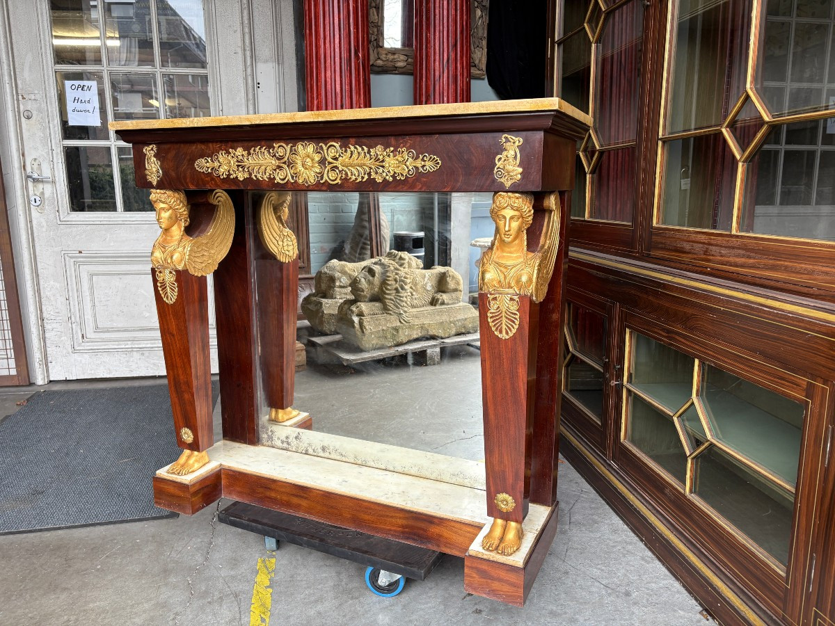 Elegant Empire Style Mahogany Console Table, 19th Century.-photo-8