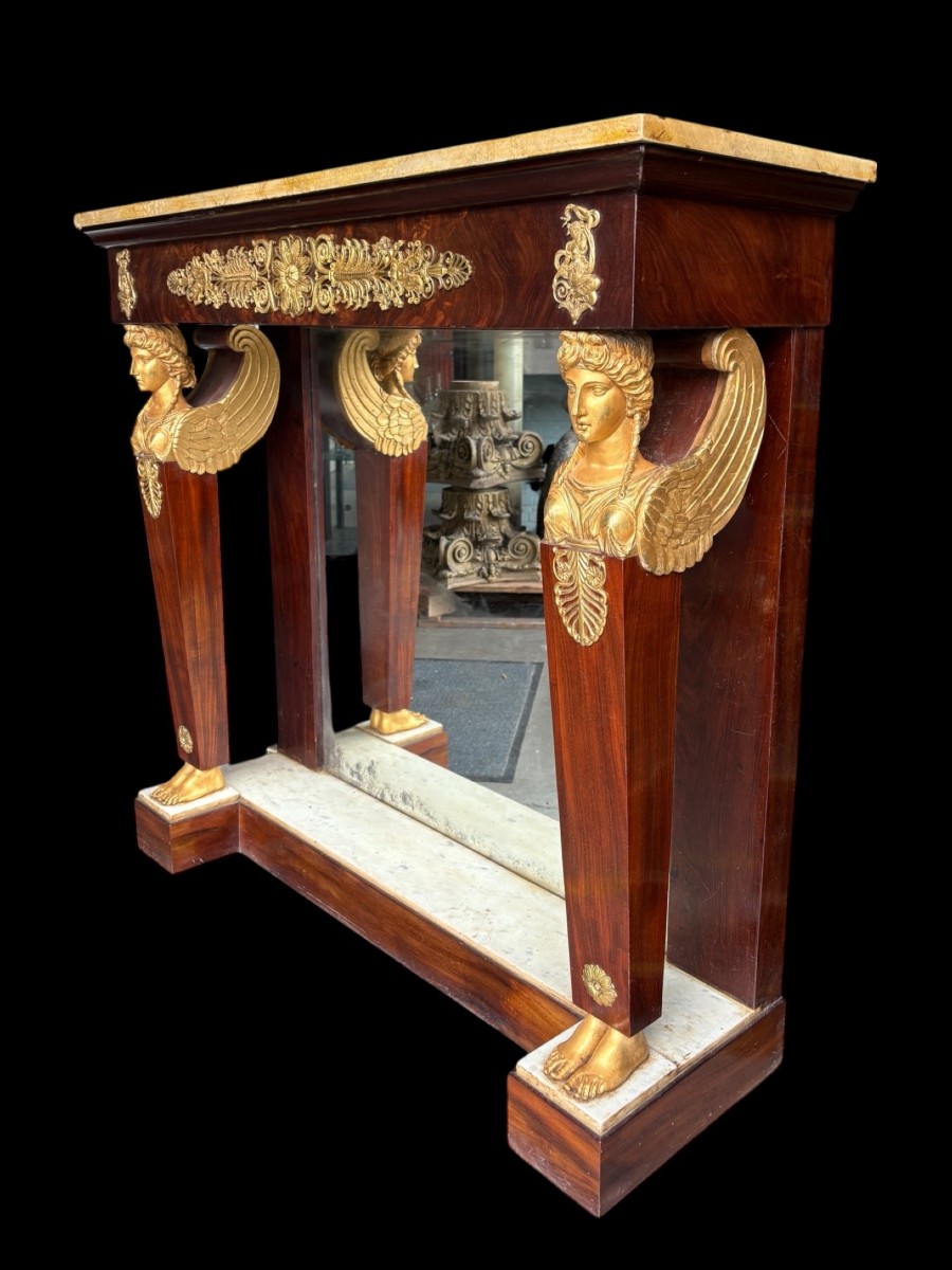 Elegant Empire Style Mahogany Console Table, 19th Century.