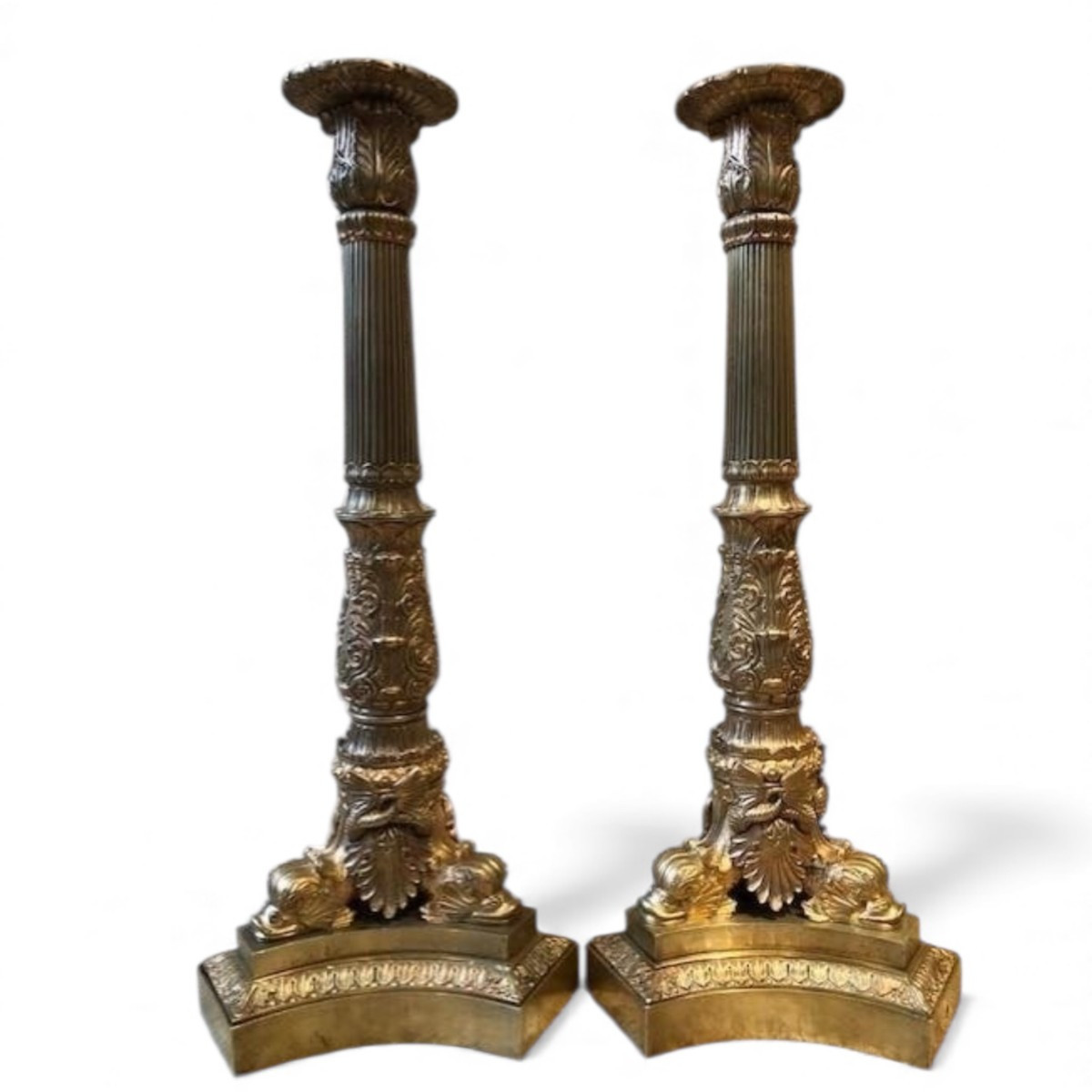 Pair Of Very Large Gilt Bronze Candelabra / Lamp Bases Charles X.-photo-8
