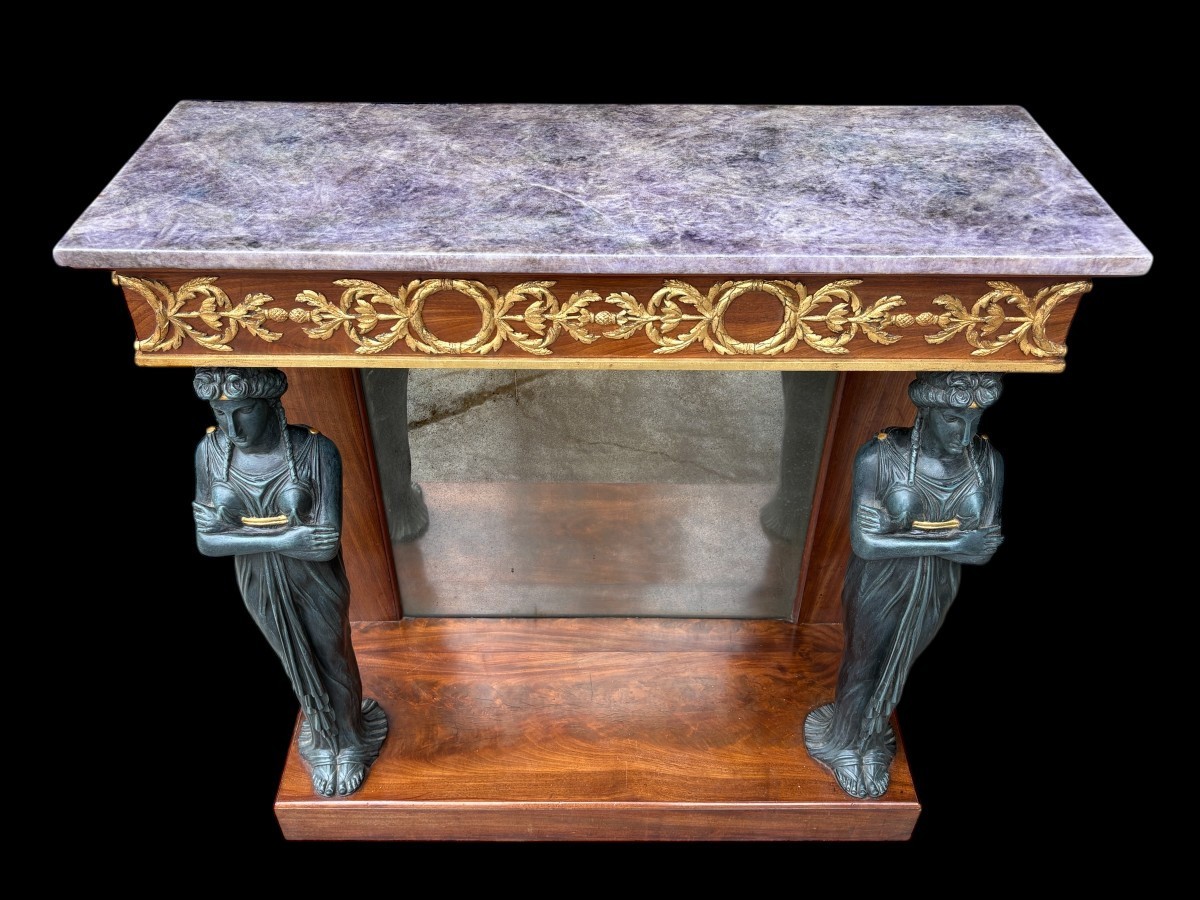Elegant Empire Style Mahogany Console Table, 19th Century.-photo-3
