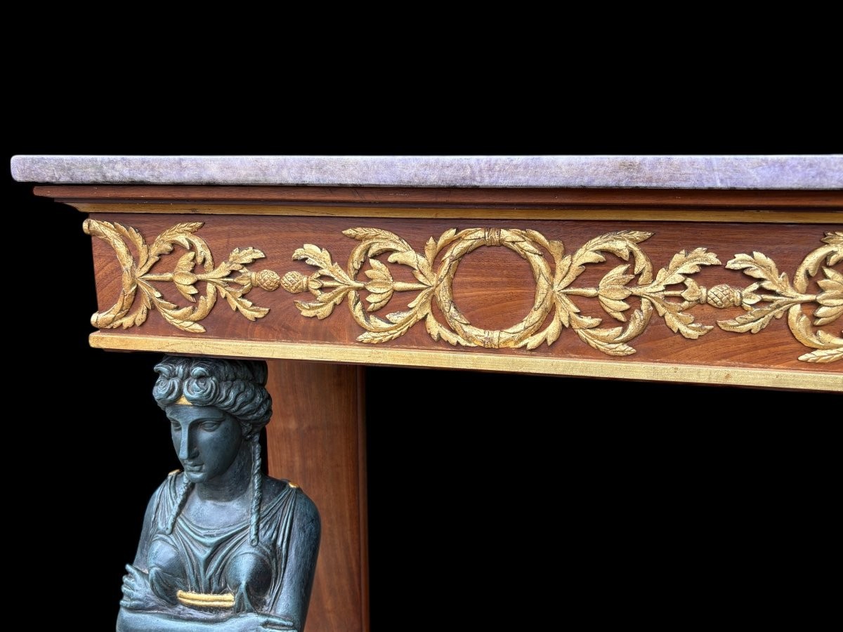 Elegant Empire Style Mahogany Console Table, 19th Century.-photo-2