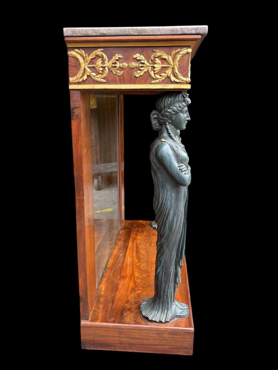 Elegant Empire Style Mahogany Console Table, 19th Century.-photo-5