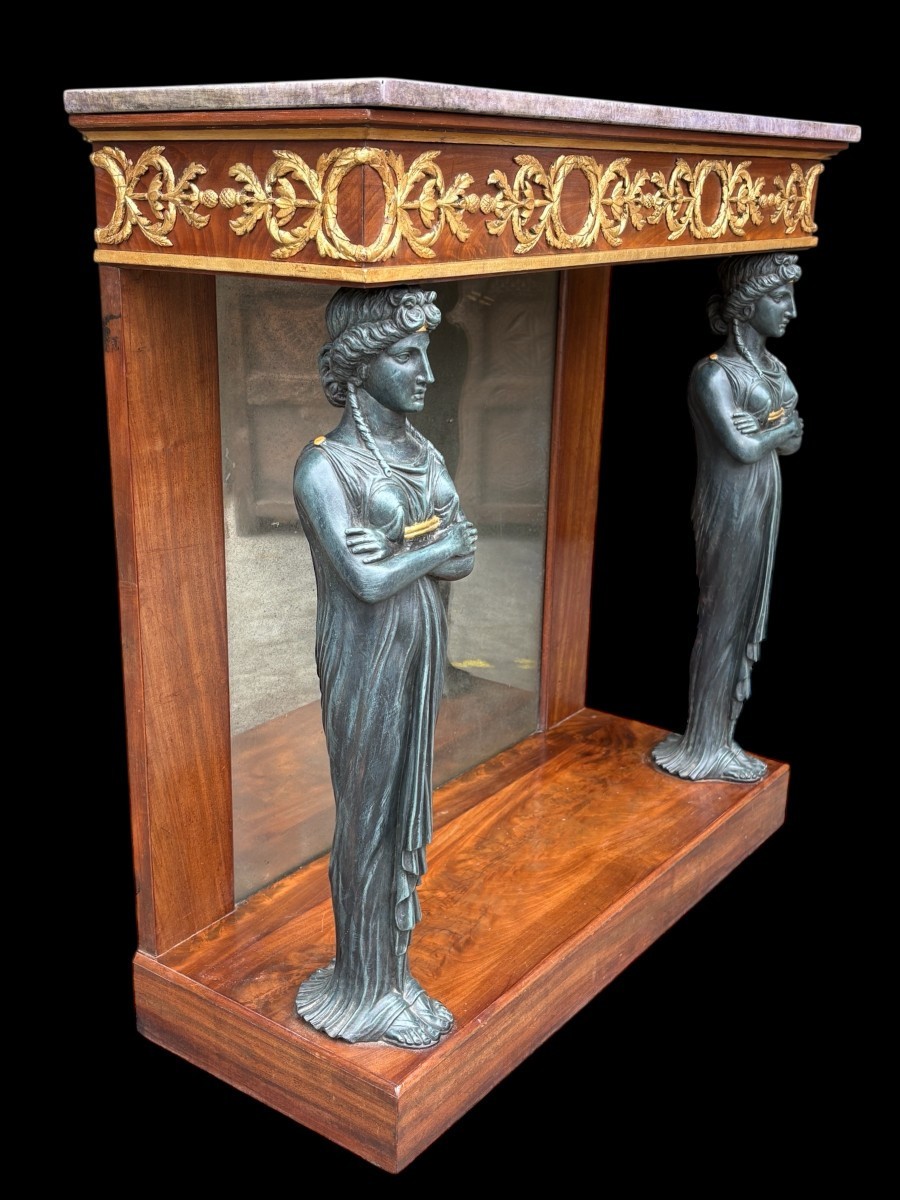 Elegant Empire Style Mahogany Console Table, 19th Century.