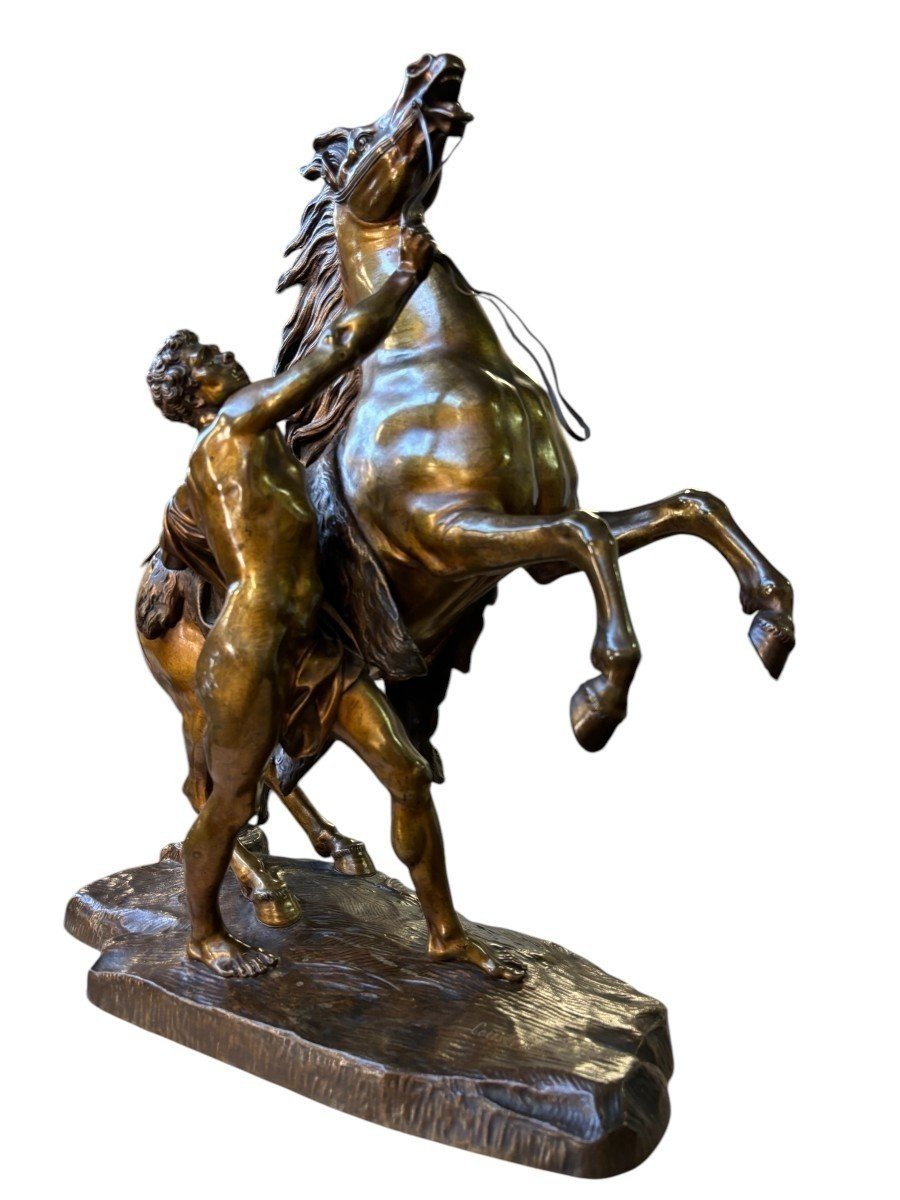 Bronze Sculpture By Guillaume Coustou "the Horse Of Marly" 19th Century.-photo-1
