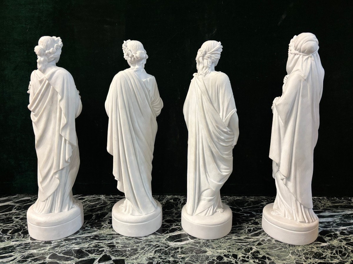 Series Of 4 Sculptures “the 4 Seasons” In Carrara Marble, 20th Century.-photo-7