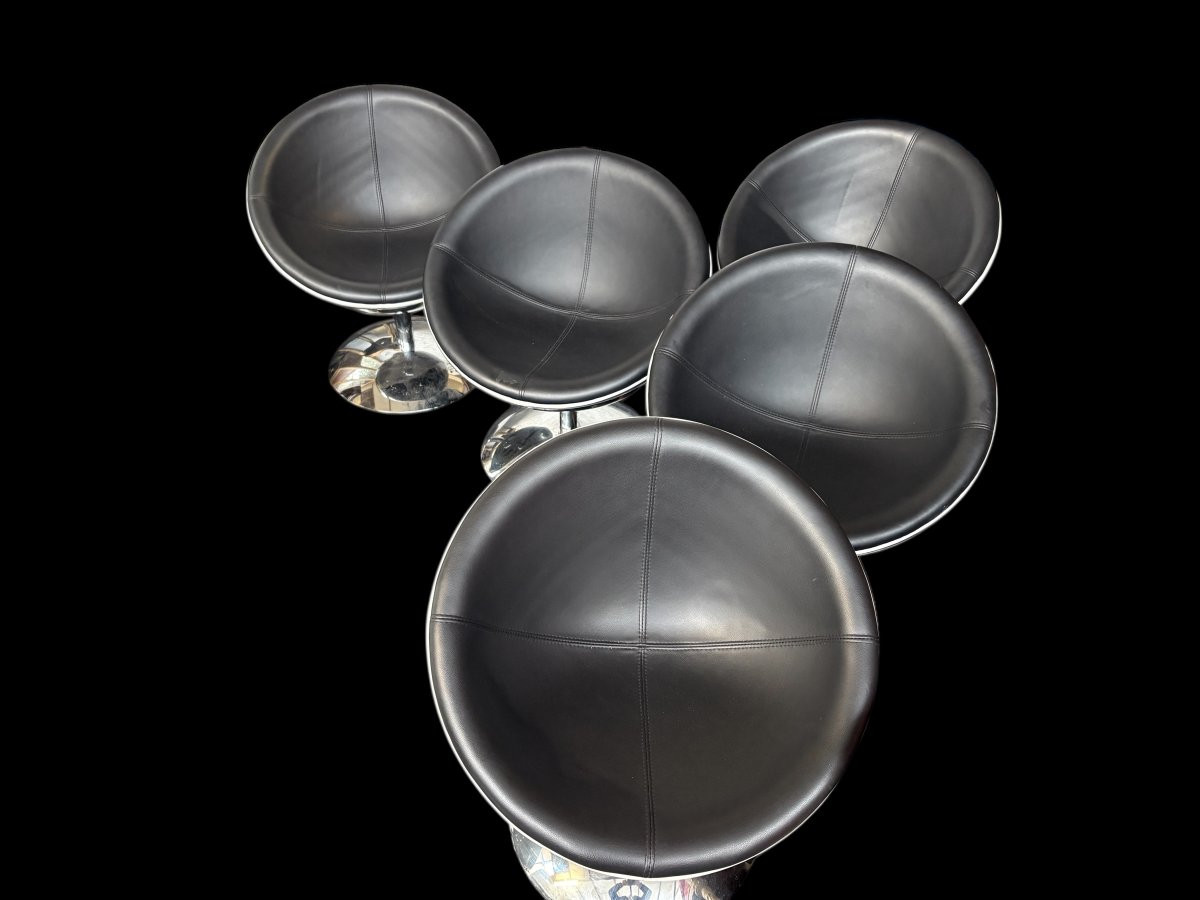 Lot de chaises design « demi-œuf sur socle pivotant » fin du XXe siècle-photo-6